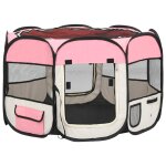 Vidaxl parc pour chiens pliable avec sac de transport rose 90x90x58 cm Vidaxl parc pour chiens pliable avec sac de transport rose 90x90x58 cm