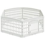 Vidaxl parc de jeu pour chiens a 6 panneaux blanc 179 x 151 x 58 cm
