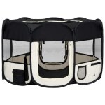 Vidaxl parc pliable pour chien avec sac de transport noir 125x125x61cm