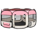 Vidaxl parc pliable pour chien avec sac de transport rose 145x145x61cm