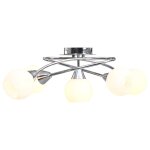 Vidaxl plafonnier avec abat - jour en verre 5 ampoules e14 blanc bol