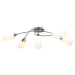 Vidaxl plafonnier avec abat - jour en verre 5 ampoules e14 blanc c�ne