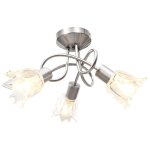 Vidaxl plafonnier et abat - jour verre transparent 3 ampoules e14 tulipe