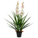 Vidaxl plante artificielle orchide cymbidium avec pot 100 cm vert