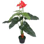 Vidaxl plante artificielle avec pot anthurium 90 cm rouge et jaune
