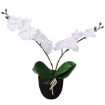 Vidaxl plante artificielle avec pot orchide 30 cm blanc