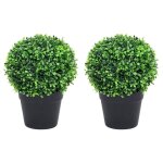 Vidaxl plantes de buis artificiel 2 pcs avec pots boule vert 37 cm