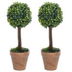 Vidaxl plantes de buis artificiel 2 pcs avec pots boule vert 56 cm