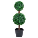 Vidaxl plante de buis artificiel avec pot forme de boule vert 60 cm
