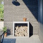 Vidaxl portant de bois de chauffage blanc 60x40x60 cm acier