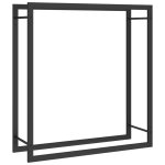 Vidaxl portant de bois de chauffage noir mat 80x28x86 cm acier