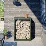 Vidaxl portant de bois de chauffage vert 60x40x80 cm acier