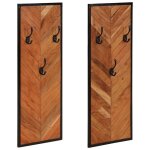 Vidaxl porte - manteaux 2 pcs 35x1x90 cm bois massif acacia