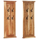 Vidaxl porte - manteaux 2 pcs bois massif d'acacia 38x100 cm