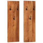 Vidaxl porte - manteaux muraux 2 pcs 36x3x110 cm bois d'acacia massif