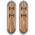 Vidaxl porte - manteaux muraux et 4 crochets 2 pcs bois massif d'acacia