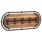 Vidaxl porte - manteau mural avec 5 crochets bois massif d'acacia