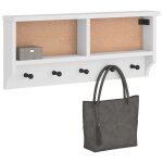 Vidaxl porte - manteau mural sandnes blanc 87x12x35 cm bois massif pin