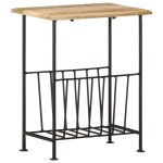 Vidaxl porte - revues 40x30x50 cm bois de manguier solide et acier