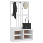 Vidaxl portemanteau sandens blanc 87x40x159, 5 cm bois massif pin