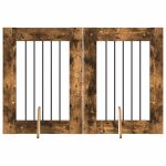 Vidaxl portillon pour chien avec supports 2 pcs ch�ne fum� 60 x 80 cm