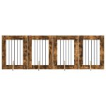 Vidaxl portillon pour chien avec supports 4 pcs ch�ne fum� 60 x 80 cm