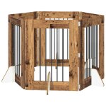 Vidaxl portillon pour chien avec supports 6 pcs bois ancien 60 x 80 cm