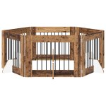 Vidaxl portillon pour chien avec supports 6 pcs bois ancien 80 x 60 cm