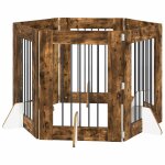 Vidaxl portillon pour chien avec supports 6 pcs ch�ne fum� 60 x 80 cm