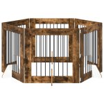 Vidaxl portillon pour chien avec supports 6 pcs ch�ne fum� 80 x 80 cm