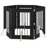 Vidaxl portillon pour chien avec supports 6 pcs ch�ne noir 60 x 80 cm