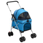 Vidaxl poussette pour chien pliante bleu 76x50x100 cm tissu oxford