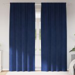Vidaxl rideaux avec des rideaux 2 pcs bleu fonc 140 x 245 cm velours