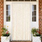 Vidaxl rideau anti - mouches beige et blanc 100x220 cm chenille