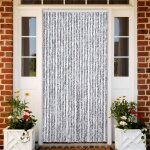 Vidaxl rideau anti - mouches blanc et gris 100x230 cm chenille