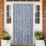 Vidaxl rideau anti - mouches bleu et blanc 100x200 cm chenille