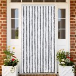 Vidaxl rideau anti - mouches gris et blanc 100x200 cm chenille