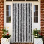Vidaxl rideau anti - mouches gris et noir 100x230 cm chenille