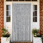 Vidaxl rideau anti - mouches gris et noir et blanc 118x220 cm chenille