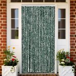 Vidaxl rideau anti - mouches vert et blanc 90x200 cm chenille