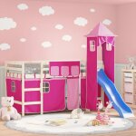 Vidaxl rideaux pour lit mezzanine avec tour rose polyester
