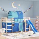 Vidaxl rideaux pour lit mezzanine avec tunnel bleu polyester