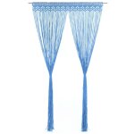 Vidaxl rideau en macram� bleu 140x240 cm coton
