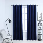 Vidaxl rideaux occultants et anneaux 2pcs velours bleu fonc� 140x245cm