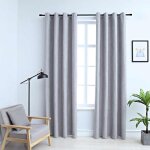 Vidaxl rideaux occultants avec anneaux en mtal 2 pcs gris 140x225 cm