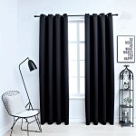 Vidaxl rideaux occultants avec anneaux en m�tal 2 pcs noir 140x225 cm