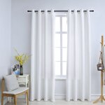 Vidaxl rideau occultant et anneaux en m�tal 2pcs blanc cass� 140x225cm