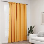 Vidaxl rideau occultant d'aspect de lin avec crochets jaune 290x245 cm