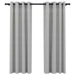 Vidaxl rideaux occultants aspect lin avec ?illets 2 pcs gris 140x175cm