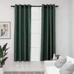 Vidaxl rideaux occultants aspect lin avec ?illets 2 pcs vert 140x175cm